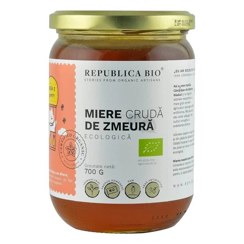 Miere crudă de Zmeură Eco, 700 gr, 29927, Republica Bio — preț și oferte