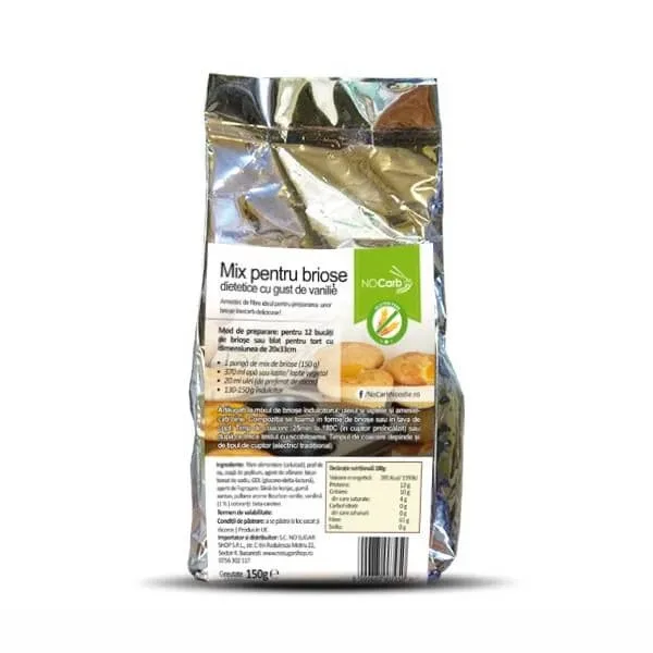 Mix pentru briose low carb, dietetice, fara zahar cu gust de vanilie NoCarb,150g, No Sugar Shop FIT FOOD — preț și oferte