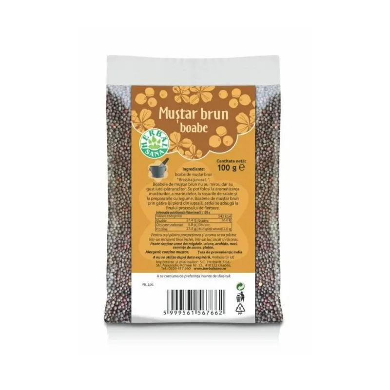 Mustar brun boabe, 100 gr, Herbal Sana — preț și oferte