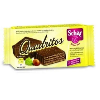 Napolitane cu cacao invelite in ciocolata neagra Quadritos, 40 g, Dr. Schar — preț și oferte