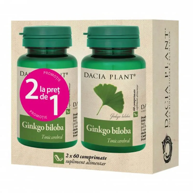 Pachet Ginkgo Biloba 2 la pret de 1, 60 comprimate, Dacia Plant — preț și oferte