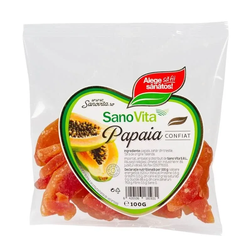 Papaia confiat, 100 gr, Sanovita — preț și oferte