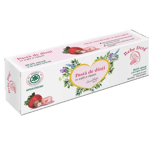 Pasta de dinti cu aroma de capsuni fara fluor Bebe Drag, 50 ml, Vivanatura — preț și oferte