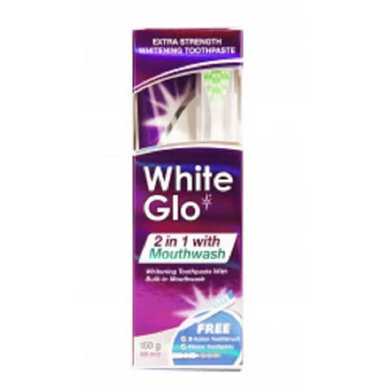 Pasta de dinti si periuta + apa de gura 2 în 1 Mouthwash, 100 ml , White Glo — preț și oferte