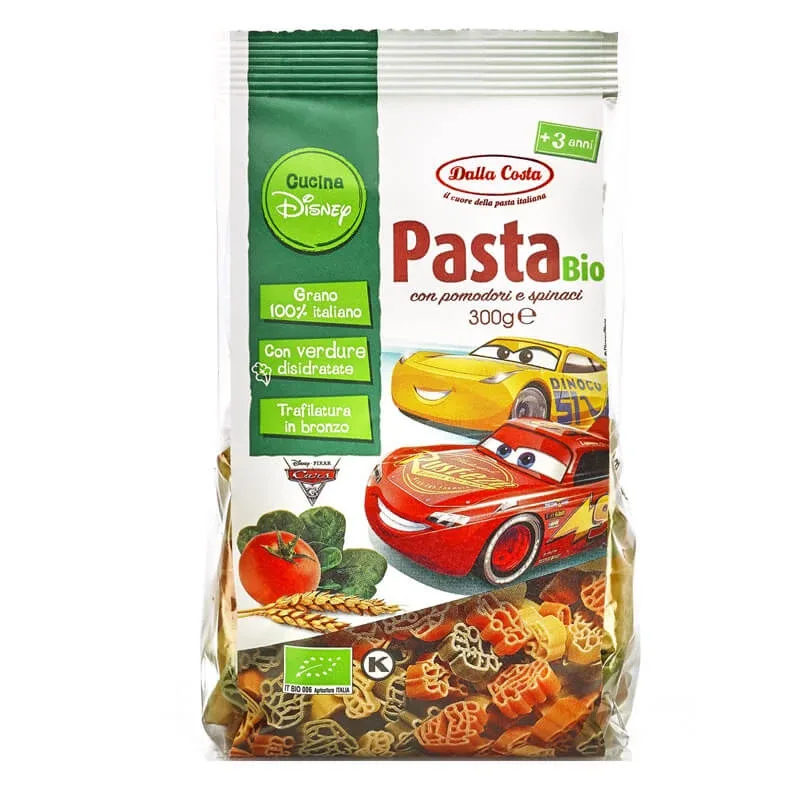 Paste Bio din grau dur tricolore Cars, 300 g, Dalla Costa — preț și oferte