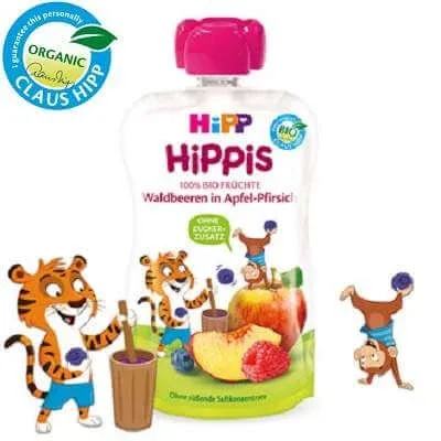 Piure Bio de mar, piersica si fructe de padure HiPPiS, +12 luni, +100 g, Hipp — preț și oferte