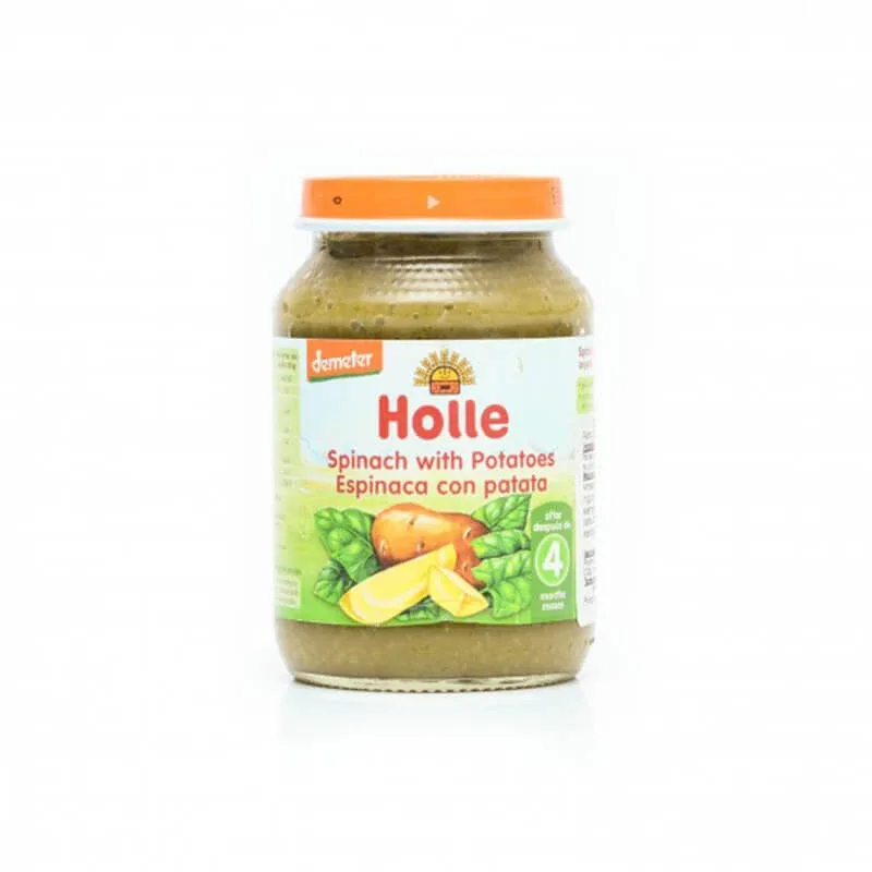 Piure Bio din spanac si cartofi, 190 g, Holle Baby Food — preț și oferte