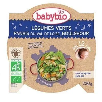 Piure Bio meniu legume verzi, pastarnac si bulgur, +12luni, 230g, BabyBio — preț și oferte