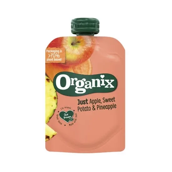 Piure Eco de mere, cartof dulce si ananas, +12 luni, 100 gr, Organix — preț și oferte
