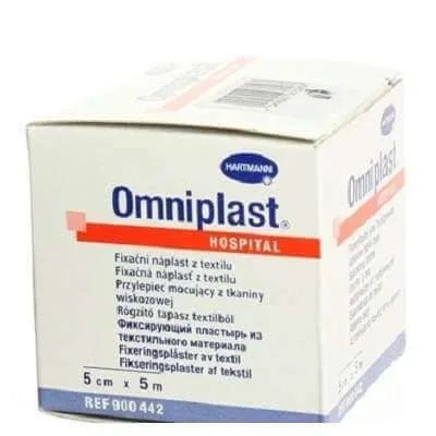 Plasture textil hipoalergen pe suport hartie Omniplast, 5cm x 5m, o bucata, Hartmann — preț și oferte