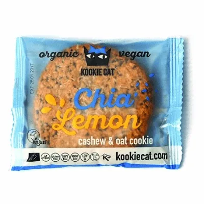 Prajiturica Bio cu chia si lamaie fara gluten, 50 g, Kookiecat — preț și oferte