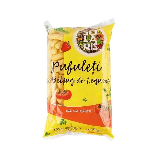 Pufuleti fara sare Belsug de legume, 50 gr, Solaris — preț și oferte