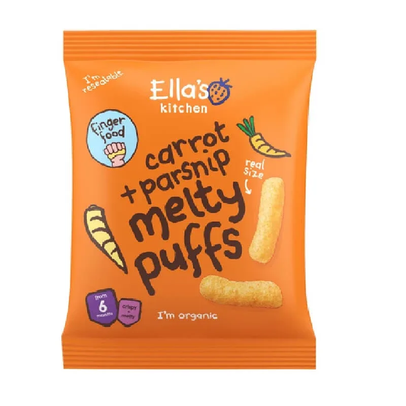 Pufuleti naturali Bio cu morcov si pastarnac organici, 20 g, Ella s Kitchen — preț și oferte