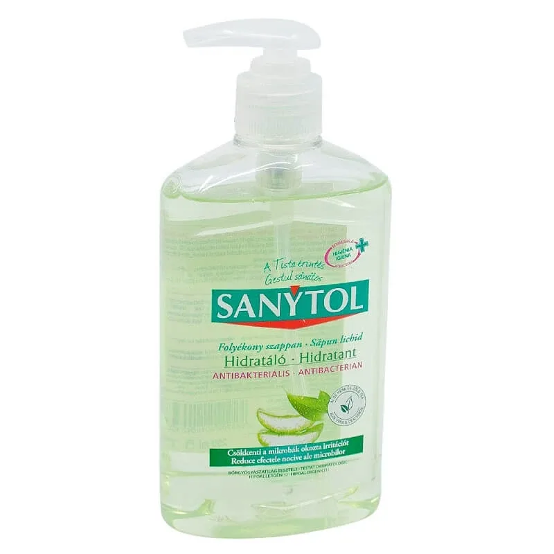 Sapun lichid antibacterian cu aloe vera si ceai verde, 250 ml, Sanytol — preț și oferte