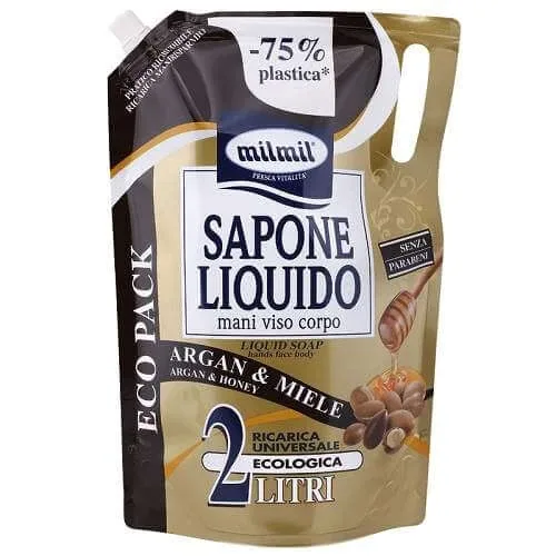 Sapun lichid rezerva cu ulei de argan si miere, 2L, Milmil — preț și oferte