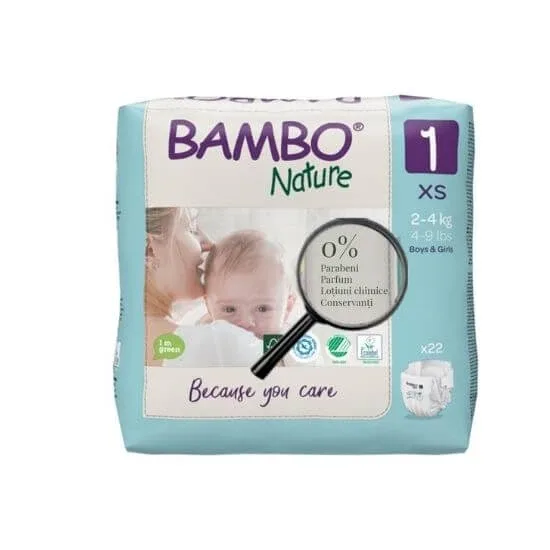 Scutece Nr. 1, 2- 4 kg, 22 bucati, Bambo Nature — preț și oferte