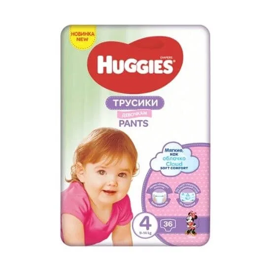 Scutece Pants Soft Comfort Girl Nr. 4, 9 -14 Kg, 36 bucati, Huggies — preț și oferte
