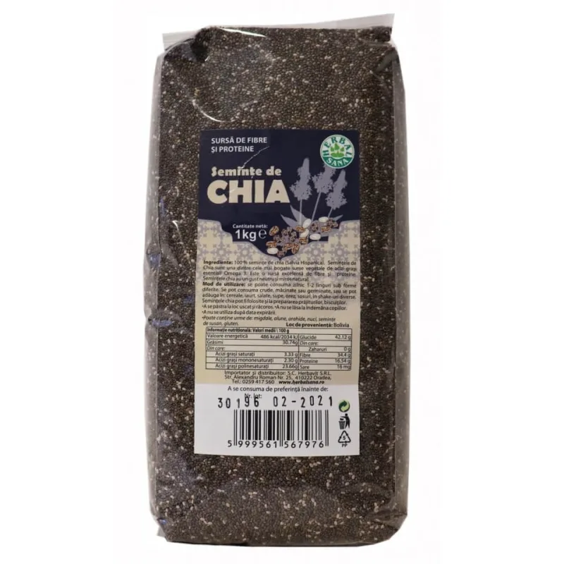 Seminte de Chia, 1 kg, Herbal Sana — preț și oferte