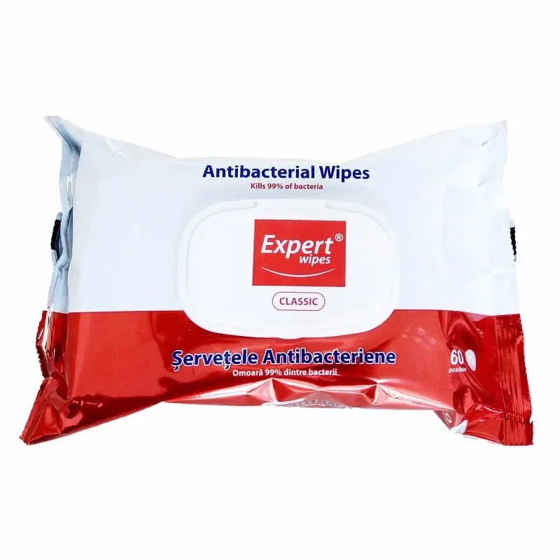 Servetele umede Antibacteriene Classic, 60 bucati, Expert Wipes — preț și oferte