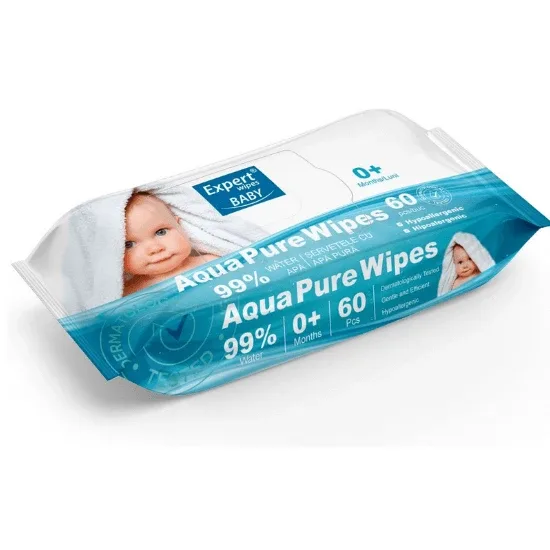 Servetele umede Aqua Pure Baby, 60 bucati, Expert Wipes — preț și oferte