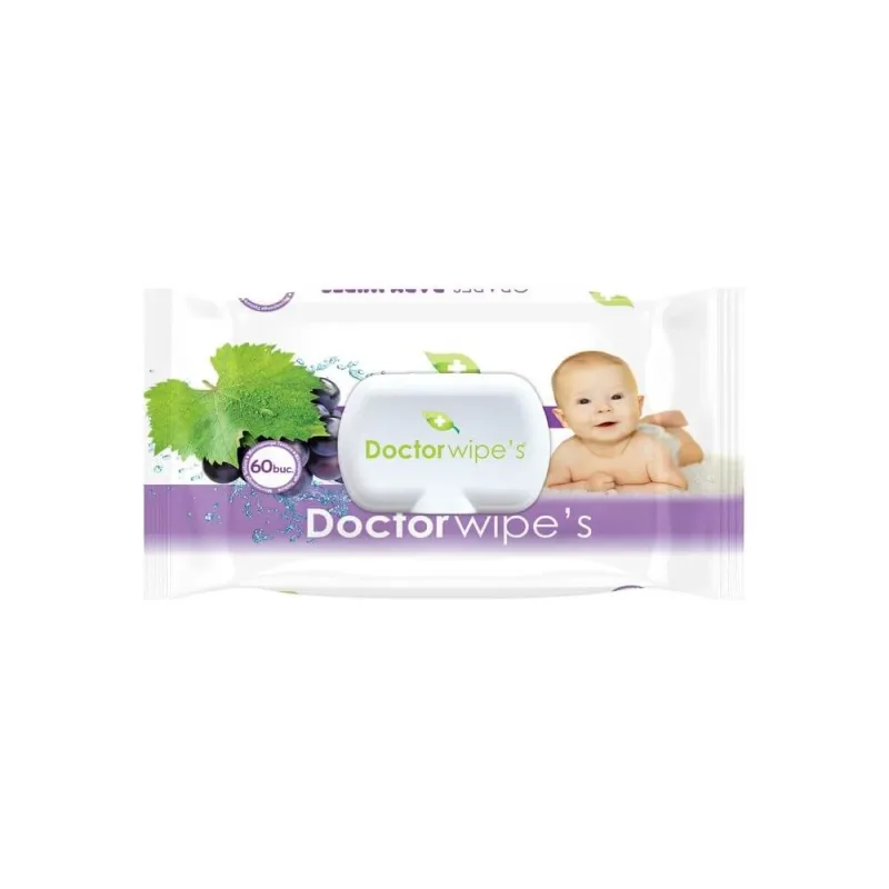 Servetele umede pentru copii Grapes, 60 bucati, Doctor Wipes — preț și oferte