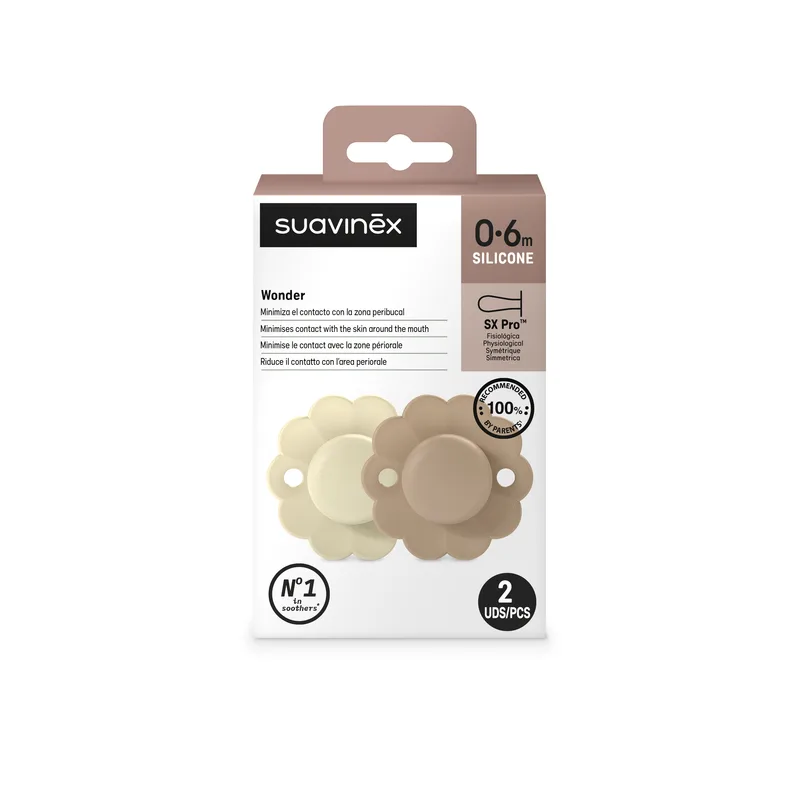 Suzeta fiziologica SX Pro Wonder, 0-6 luni, Crem Caramel, 2 bucati, Suavinex — preț și oferte