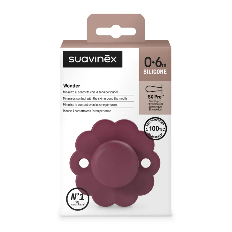 Suzeta fiziologica din silicon SX Pro Wonder, 0 - 6 luni, Magenta, 1 bucata, Suavinex — preț și oferte