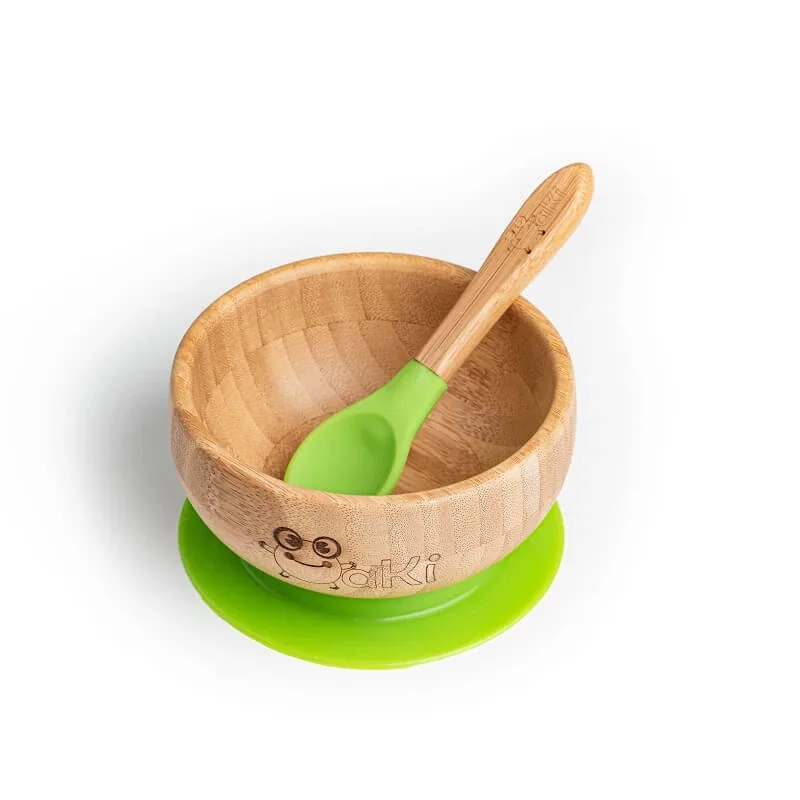 Set castron si lingurita din bambus, Verde, Oaki — preț și oferte