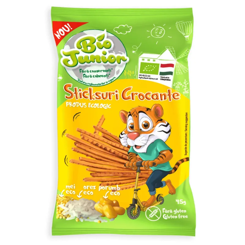 Sticksuri crocante fara gluten, 45 g, Bio Junior — preț și oferte