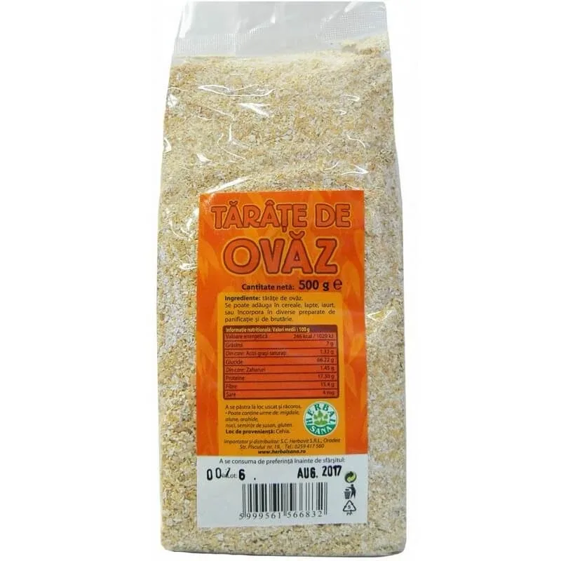 Tarate de ovaz, 500 gr, Herbal Sana — preț și oferte