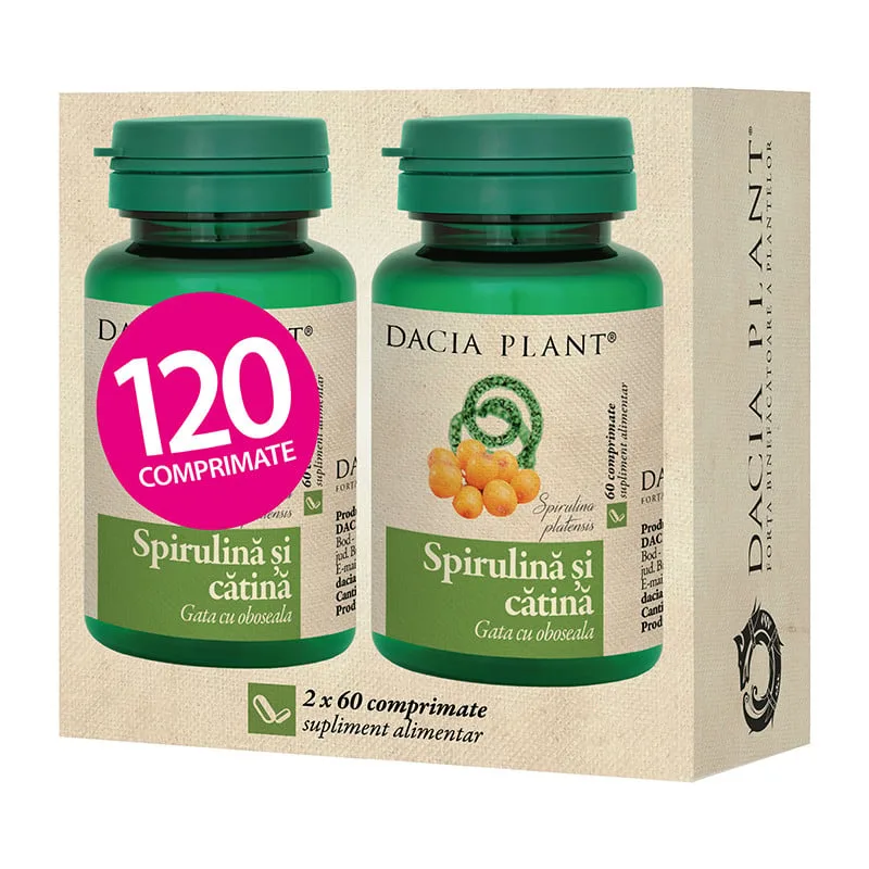 Spirulina si catina, 120 comprimate, Dacia Plant — preț și oferte