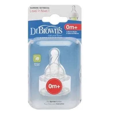 Tetina din silicon nivel 1 pentru biberoane cu gat ingust, +0 luni, Dr. Browns — preț și oferte