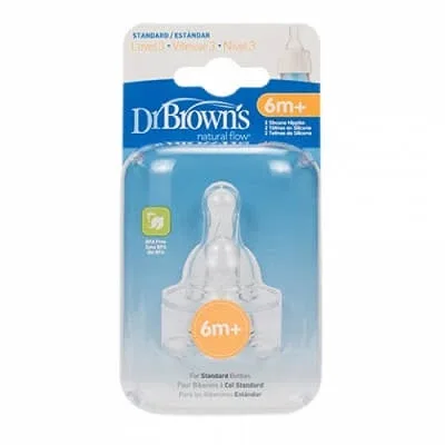 Tetine din silicon, nivel 3, +6 luni, 2 buc, Dr Browns — preț și oferte