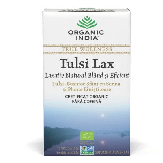 Tulsi Lax Ceai Laxativ cu Senna, 18 plicuri, Organic India — preț și oferte