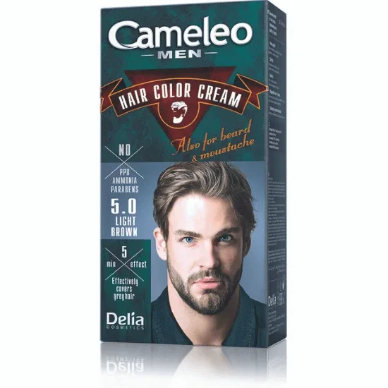 Vopsea de par pentru barbati  Cameleo, 5.0 Light Brown, Delia Cosmetics — preț și oferte