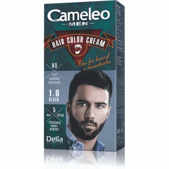Vopsea de par pentru barbati Cameleo, 1.0 Black, Delia Cosmetics — preț și oferte