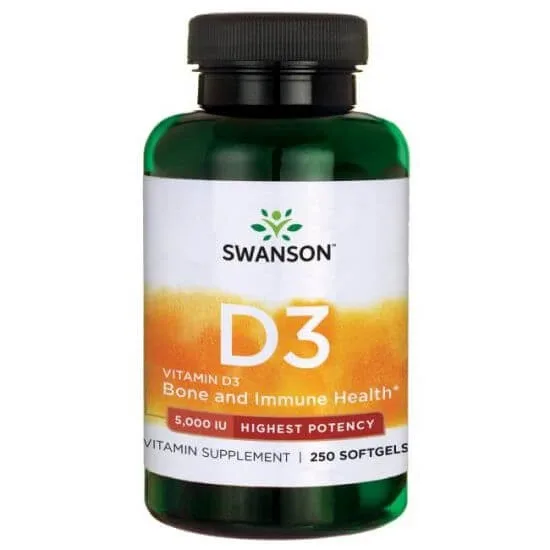 Vitamina D3 5000UI, 250 capsule, Swanson — preț și oferte