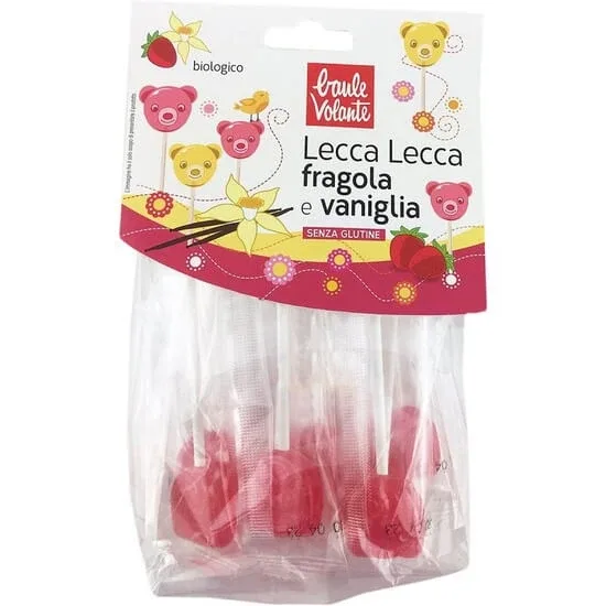 Acadele Eco cu gust de capsune si vanilie Lollypops, 8 buc, Baule Volante — preț și oferte