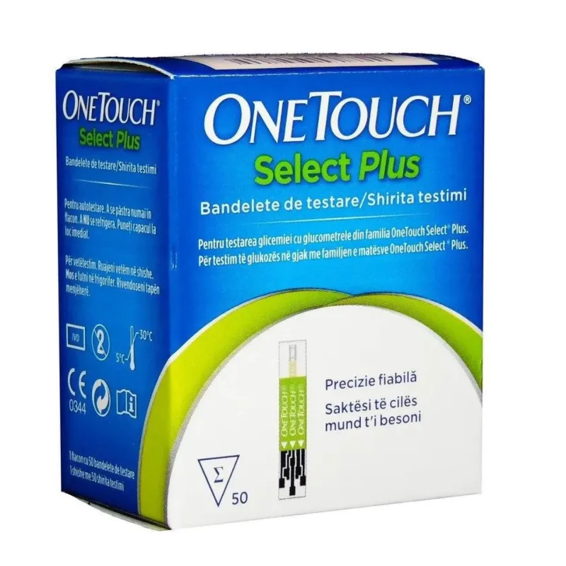 Teste de glicemie OneTouch Select Plus, 50 bucăți, Lifescan — preț și oferte