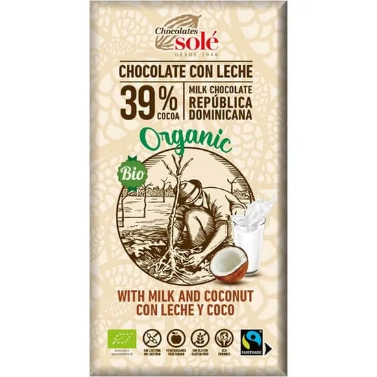 Ciocolata cu lapte si cocos BIO si Fairtrade 39% cacao, 100g, Pronat — preț și oferte