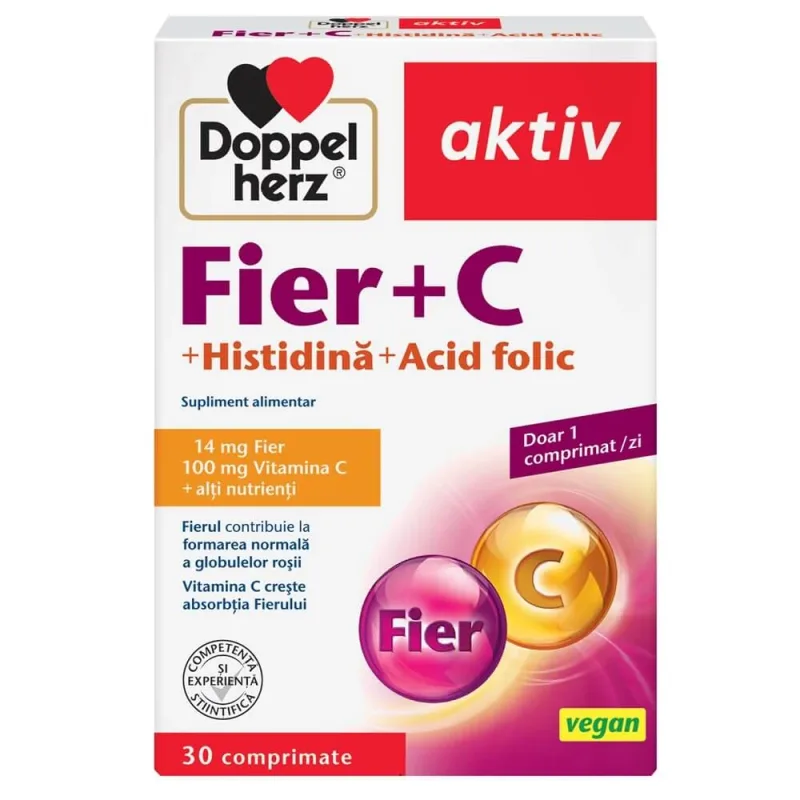 Fier + C + Histidină + Acid folic, 30 comprimate, Doppelherz — preț și oferte