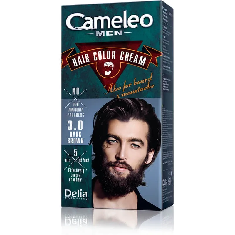 Vopsea de par pentru barbati Cameleo, 3.0 Dark Brown, Delia Cosmetics — preț și oferte