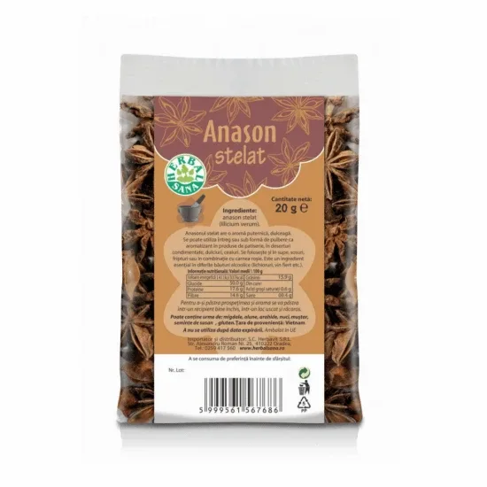Anason stelat, 20 g, Herbal Sana — preț și oferte