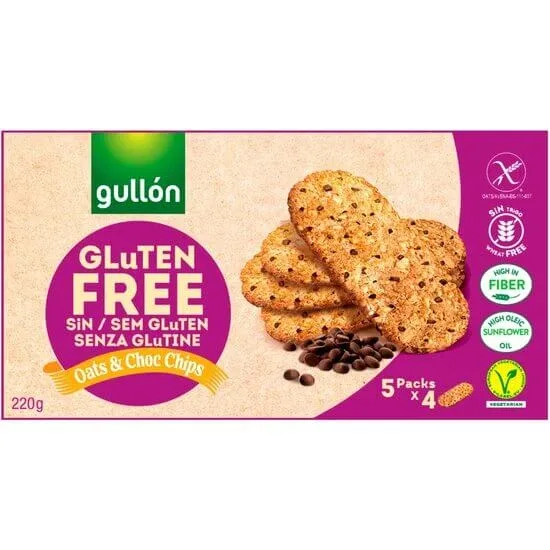Biscuiti fara gluten cu ovaz si chipsuri de ciocolata, 220 g, Gullon — preț și oferte