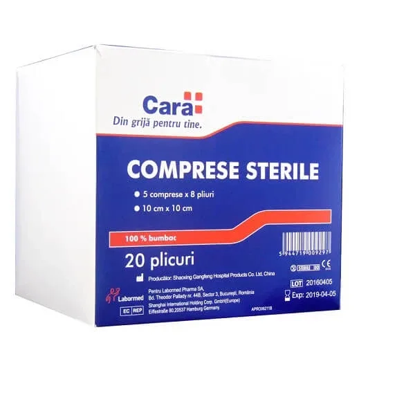 Comprese sterile 10x10 cm, Cara, 20 plicuri/ cutie, Labormed — preț și oferte