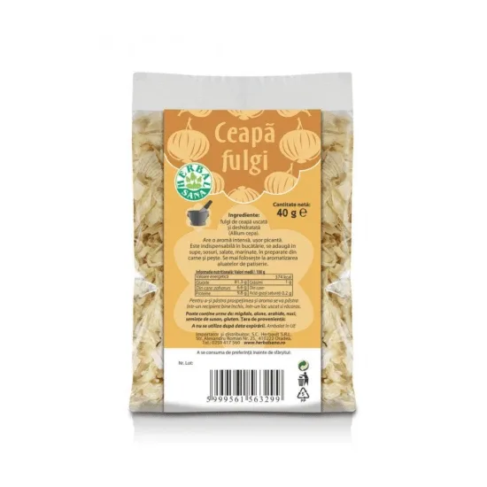 Fulgi de ceapa uscata si deshidratata, 40 g, Herbal Sana — preț și oferte