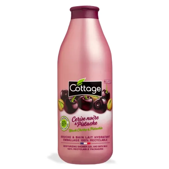 Gel de dus hidratant cu lapte si extract de Cirese Negre si Fistic, 750 ml, Cottage — preț și oferte