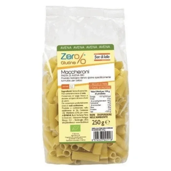 Paste bio Maccheroni din ovaz fara gluten, 250 g, Fior di Loto — preț și oferte