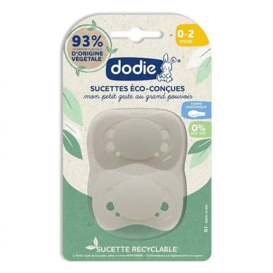 Set 2 suzete design eco bej, 0-2 luni, Dodie — preț și oferte