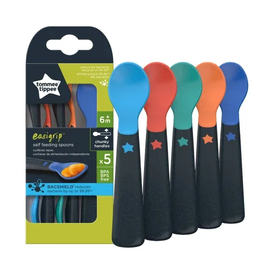 Set 5 lingurite ergonomice, +6 luni, multicolore, Tommee Tippee — preț și oferte